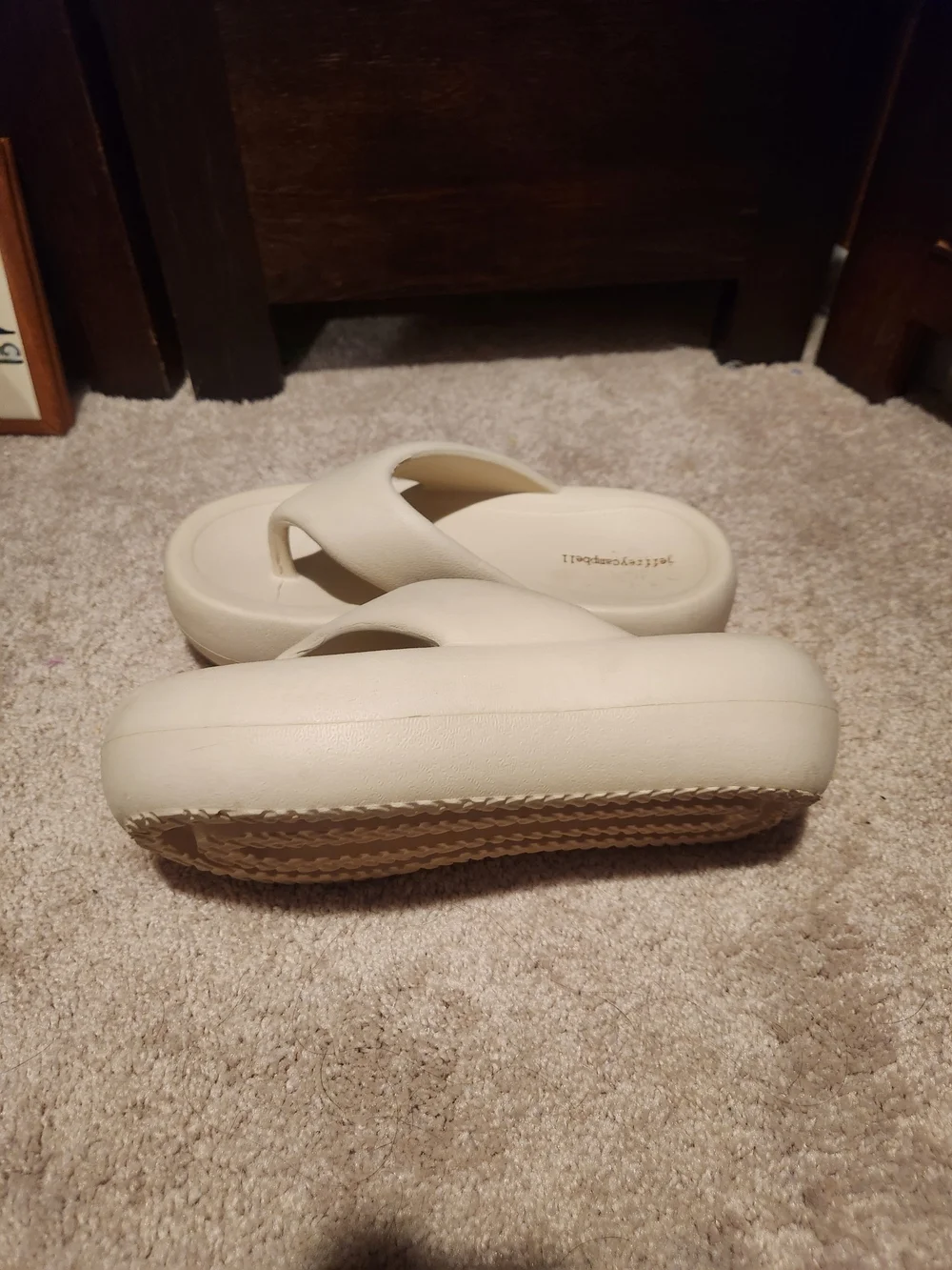 Jeffrey Campbell Cream Platform Thong Sandals
